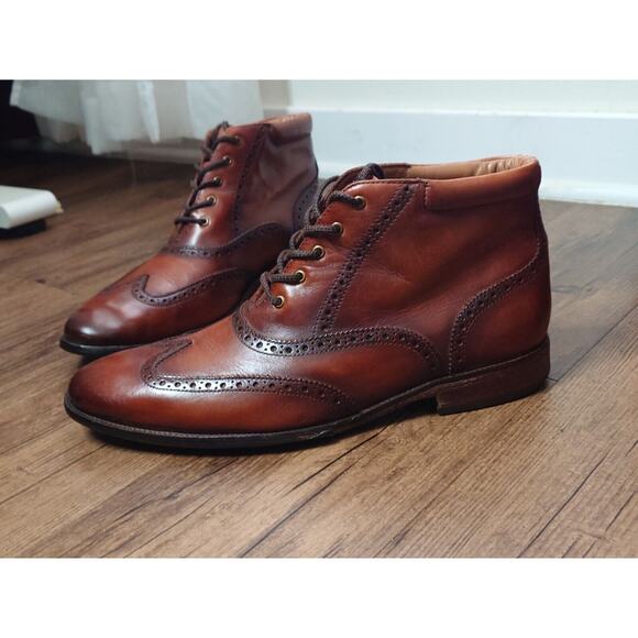 Cole Haan Wingtip Oxford Chukka Burnished Brown Leather Boots Mens Size 10 M - Picture 3 of 14